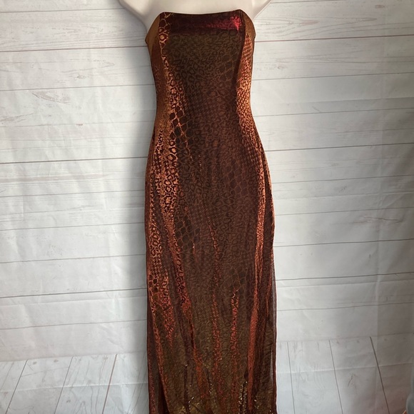 Jessica McClintock Dresses & Skirts - Jessica McClintock for GUNNE SAX Size 3 Y2K Strapless Animal Print Evening Gown